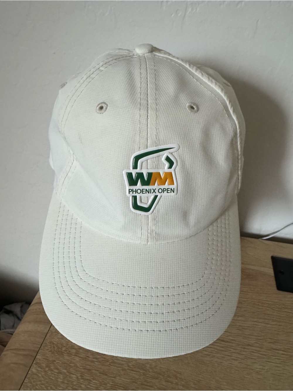 Waste Management Phoenix Open Golf White Baseball Cap with Green & Gold Logo